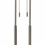27" Silver Metal Bedside Table Lamp With White Shade