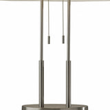 27" Silver Metal Bedside Table Lamp With White Shade