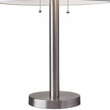 23" Silver Metal Standard Table Lamp With White Shade