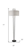 Stylish Triple Pole Brushed Steel Metal Table Lamp