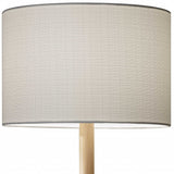 Natural Wood Floor Lamp With Adjustable Hinged Arm