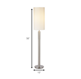 Brushed Steel Metal Stout Pole With Tall Silk Shade Table Lamp
