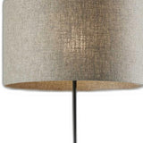 Sculptural Wood Black Metal Table Lamp