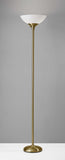 Shiny Antiqued Brass Metal Torchiere Floor Lamp