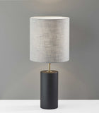Black Wood Circular Block Table Lamp
