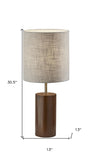 Walnut Wood Circular Block Table Lamp