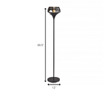 Chalice Mixed Material Torchiere With Black Metal Smoked Glass