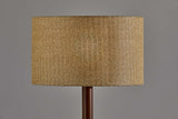 24" Solid Wood Tripod Floor Lamp With Brown Drum Shade