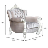 44" X 41" X 46" Ivory Wood Chair 2 Pillows