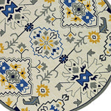 8' Ivory Hand Woven Uv Treated Geometric Traditional Round Indoor Outdoor Area Rug