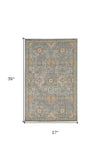 2'X3' Sage Green Machine Woven Vintage Traditional Indoor Accent Rug