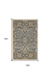 9'X13' Taupe Machine Woven Vintage Floral Traditional Indoor Area Rug