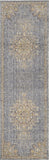 8' Slate Grey Machine Woven Vintage Traditional Indoor Runner Rug