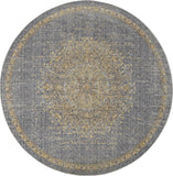 3' X 5' Slate Grey Medallion Bordered Wool Indoor Area Rug