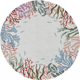 8' Ivory Round Hand Hooked Area Rug
