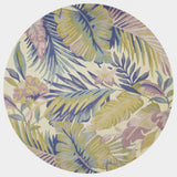 6' Pastel Ivory Hand Tufted Tropical Plants Round Indoor Area Rug