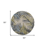 8' Ivory Hand Tufted Tropical Palms Round Indoor Area Rug