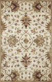 9' X 13' Beige Blue and Ivory Wool Floral Vines Hand Tufted Area Rug
