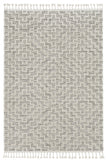 12'X15' Ivory Grey Machine Woven Diamond Pattern With Fringe Indoor Area Rug