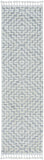 5'X8' Ivory Grey Machine Woven Geometric With Fringe Indoor Area Rug