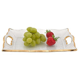 7 X 11 Hand Decorated Scalloped Edge Gold Leaf Vanity Or Snack Tray With Cut Out Handles