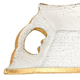 7 X 20 Hand Decorated Scalloped Edge Gold Leaf Tray With Cut Out Handles
