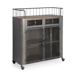 Rectangular Black And Gold Metal With Mirror Glass Shelves Bar Cart