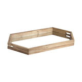 Natural Polished Wood Mirror Glass Lined Top Tray