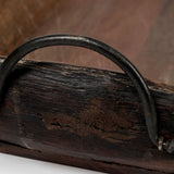 Set Of 2 Light Brown Wood With Matte Black Metal Frame And Two Handles Trays
