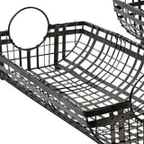 Set Of 2 Gray Metal With Circle Handle Trays