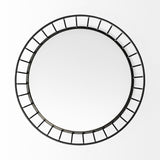 20" Matte Black Wavy Metal With Mirrored Glass Bottom Round Tray