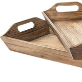 Set Of 2 Matte Black Metal With Interweaved Bottom Trays