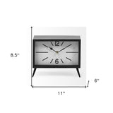 Rectangular Black Metal Desk Table Clock