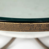 36" Gold And Brown Round Coffee Table