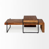 S2 Solid Wood Black Metal Nesting Coffee Tables
