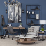 Square White Marble Top Andd Black Metal Base Coffee Table