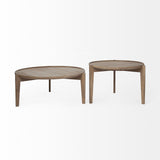 S 2 39.5" &amp; 31.25" Round Solid Wood Nesting Coffee Tables