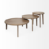 S 2 39.5" &amp; 31.25" Round Solid Wood Nesting Coffee Tables