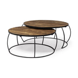 S2 41" &amp; 38" Round Wood Top Nesting Coffee Tables