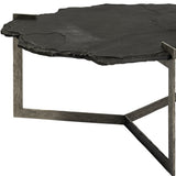 42" Black And Brown Square Coffee Table With Two Drawers