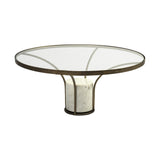 30" White And Gold Genuine Marble And Metal Oval Coffee Table