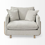 42" Gray And Wood Brown Fabric Arm Chair