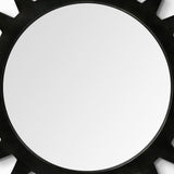 46" Round Brown Wood Frame Wall Mirror