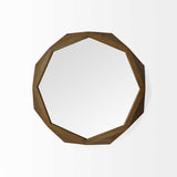 32" Octagon Wooden Frame Wall Mirror