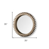 32" Octagon Wooden Frame Wall Mirror