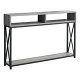 47" Gray And Black Frame Console Table With Storage