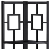 62" Black Metal Corner Bookcase