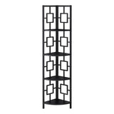 62" Black Metal Corner Bookcase