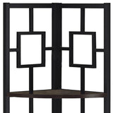 62" Espresso Metal Corner Bookcase