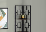 62" Espresso Metal Corner Bookcase